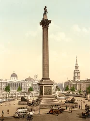 Trafalgar Square, Londyn (zdjęcie ręcznie kolorowane)