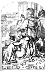Troilus et Cressida - (Troilus i Cressida) - Ilustracja w „” Dzieła ukończone przez Williama Szekspira””” 1866 - Ilustracje i ogólna forma tego wydania zapożyczono z ilustrowanego Szekspira Cassella, opublikowanego w Londynie