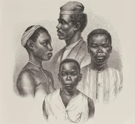 Typy z Wybrzeża Loango, z Historii Ludzkości, tom III, autorstwa prof. Friedricha Ratzela, 1898