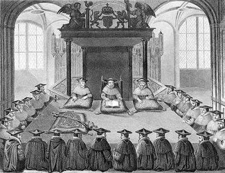 Wyższa Izba Zwołania, prowincja Canterbury, z „Religia świata”, wydana przez A. Fullarton & Co. (rycina)