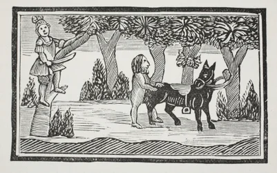 Valentine i Orson, ilustracja z książki rozdziałów XVIII wieku autorstwa Johna Ashtona, wyd. 1882