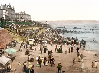 Widok na angielską plażę (zdjęcie ręcznie kolorowane)