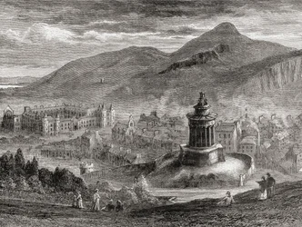 Widok na Edynburg z The Burns Monument na Calton Hill, z „Scottish Pictures Drawn with Pen and Pencil”, Samuela G. Greena, opublikowanego w 1886 roku