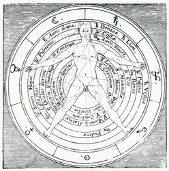 Figura witruwiańska, z "Utriusque Cosmi Historia" Roberta Fludda, wydana w 1617 r. (rycina)