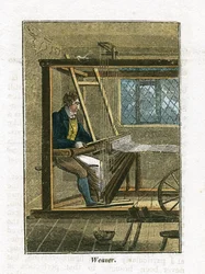 Tkacz przy krośnie, z "The Book of English Trades" Londyn