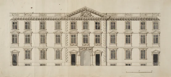 Zachodni front proponowanego nowego budynku Garden Quadrangle w New College, ok. 1680 (tusz i szare pranie na papierze)