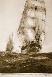 Zagłuszacze wiatru zbliżające się do kanału na płynącym morzu i przed szybkim wiatrem, 1914-19
