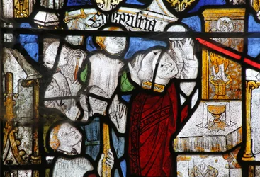 Okno Ew przedstawiające Siedem Sakramentów: Eucharystię