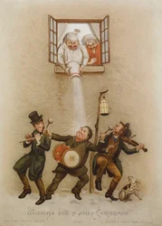 „Życzę ci wesołych świąt”, kartka wiktoriańska, ok. 1880 r. (chromolitho)