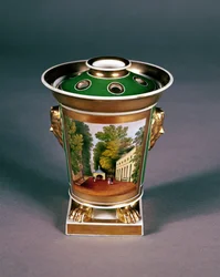 Worcester pot pourri słoik z widokiem na Well Walk, Cheltenham (porcelana)
