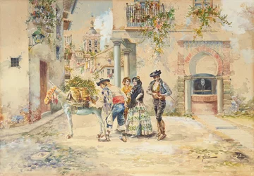 The Street Seller (ołówek i akwarela)
