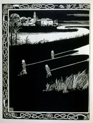 Enak przed Gemorre (Gomorra), z księgi Juda zilustrowanej przez Efraima Mojżesza Liliena (1874-1925). Lilian uważany jest za ojca ikonografii syjonistycznej, tworzonej w stylu Jugendstil (niemieckiej secesji). Zilustrował 