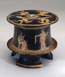 Pixis czerwonofigurowy, strych, ok. 430 pne (ceramiczne)
