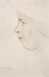 Portret siostry artysty Gladys Laughton, 8.08.1909 (ołówek i kolorowe pranie)