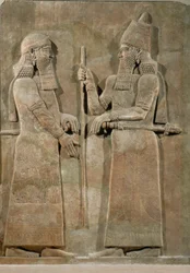 Król Sargon II i wysoki urzędnik ...
