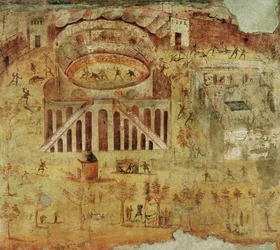 Zamieszki w amfiteatrze między mieszkańcami Pompejów i Nocerii