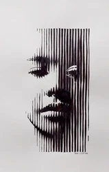 Kontemplacyjny portret w stylu line art