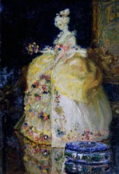 Osiemnastowieczna dama, autorstwa Erminii Bruni Menin (1870-1904). Włochy, XX wiek.