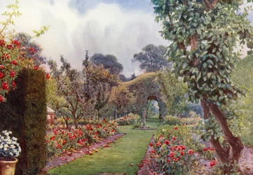 Zegar słoneczny w Levens Hall, Westmoreland (kolorowa litografia)