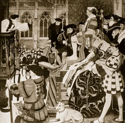 Latimer wygłasza kazanie przed Edwardem VI, ilustracja z „Hutchinson
