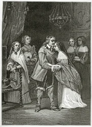 Cromwell i jego córki, XIX w. (rycina bw)