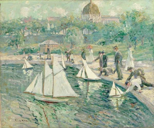 Model Sailboat Pond, Central Park, Nowy Jork (olej na płótnie)