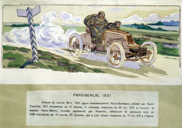 Wyścig Paryż – Berlin w 1901 roku, rys. Ernest Montaut (1878-1909).