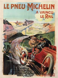 Samochód wyścigowy Panhard et levasor prowadzony wrzosami - Opony Michelin (Pneu) - Montaut, Ernest (1879-1909) - 1905 - Kolorowa litografia - Kolekcja prywatna