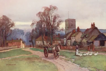 Tamiza: Sutton Courtney Village (kolorowa litografia)