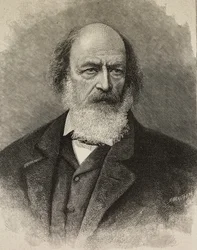 Portret Alfreda Tennysona (1809-1892), brytyjskiego poety, rycina Ernesto Mancastroppa z fotografii Barraud, z L