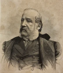 Portret Gerolamo Induno (1825-1890), włoskiego malarza, rycina Ernesto Mancastropy z fotografii Guigoni i Bossi, z L