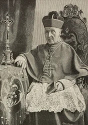 Portret Luigiego Nazari z Calabiana (1808-1893), włoskiego polityka i arcybiskupa Włoch, rytowany przez Ernesto Mancastropa według fotografii Ganziniego i Gabriela, z L