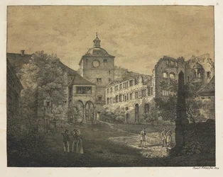 Sześć widoków zamku w Heidelbergu: Taras zamkowy, 1820 r.
