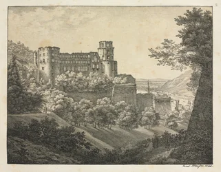 Sześć widoków zamku w Heidelbergu: w kierunku północno-wschodnim, 1820 r.