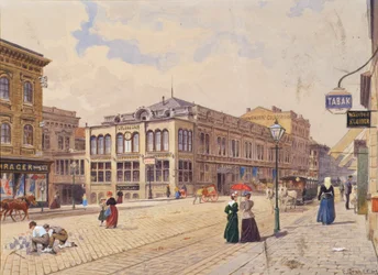 Schwendergasse w Wiedniu z Koloseum Schwendera