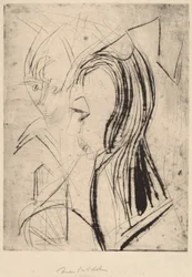 Głowy dwóch dziewczyn, 1919.