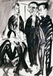 Artysta i grupa Die Brucke (The Bridge) w Dreźnie, autorstwa Ernsta Ludwiga Kirchnera (1880-1938)