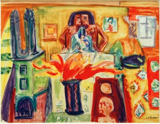 E.L.Kirchner, Wnętrze z tulipanami