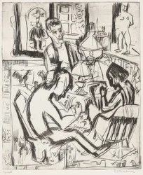 Wnętrze z ludźmi. 1923