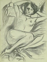 Akt leżący (Isabella), 1906 (węgiel na papierze)