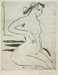 Siedząca naga kobieta w ciąży, 1909