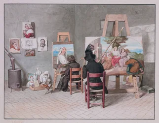 Bernhard Neher i Erwin Speckter w swoim studio w Rzymie, autor: Erwin Speckter