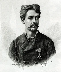 Portret doktora Tautain, podczas wyprawy do Afryki 1879-1882, pod dowództwem Gallieniego. Grawer E. Ronjata, z fotografii, ilustrujący historię „Exploration du Haut Niger (Haut Niger)” (dzisiejsze Mali) przez dowódcę Josepha Galliena