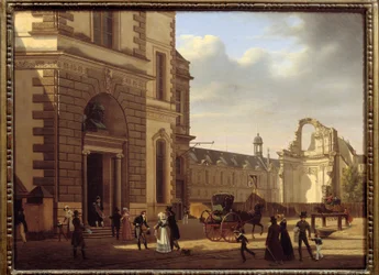Wejście do Luwru i ruin Saint Louis du Louvre. Widok na Paryż. Obraz Etienne Bouhot (1780-1862)