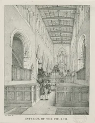 Wnętrze kościoła Tamworth: litografia, nd [1796-1865]