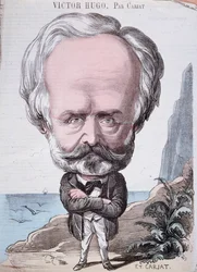 Victor Hugo (1802-85) na skale Jersey, 1867 (rycina kolorowa)