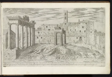 Forum Romanum w Rzymie Bouwwerken uit de oudheid (tytuł serii) Ślady starożytnego Rzymu zebrane i sfotografowane w perspektywie przez Stefano Du Perac Parisino (tytuł serii na obiekcie)