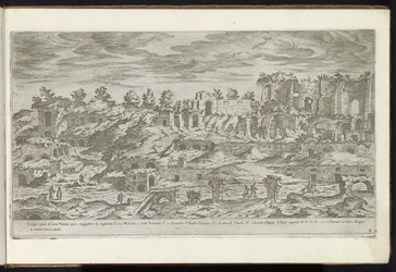 Palatijn te Rome Bouwwerken uit de oudheid (tytuł serii) Ślady starożytnego Rzymu zebrane i sfotografowane w perspektywie przez Stefano Du Perac Parisino (tytuł serii na obiekcie)