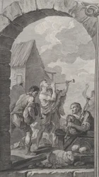 Kaplica Podrzutków w Paryżu: Grupa pasterzy: trąb..., 1754.