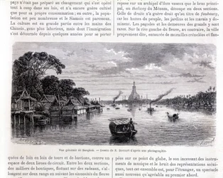 Ogólny widok na Bangkok. Rysunek E. Bocourta.